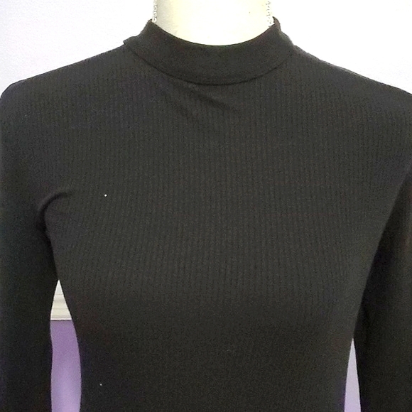 UO Out From Under 2 Become 1 Black High Neck Sexy Party Ribbed Knit Bodysuit - Picture 4 of 16